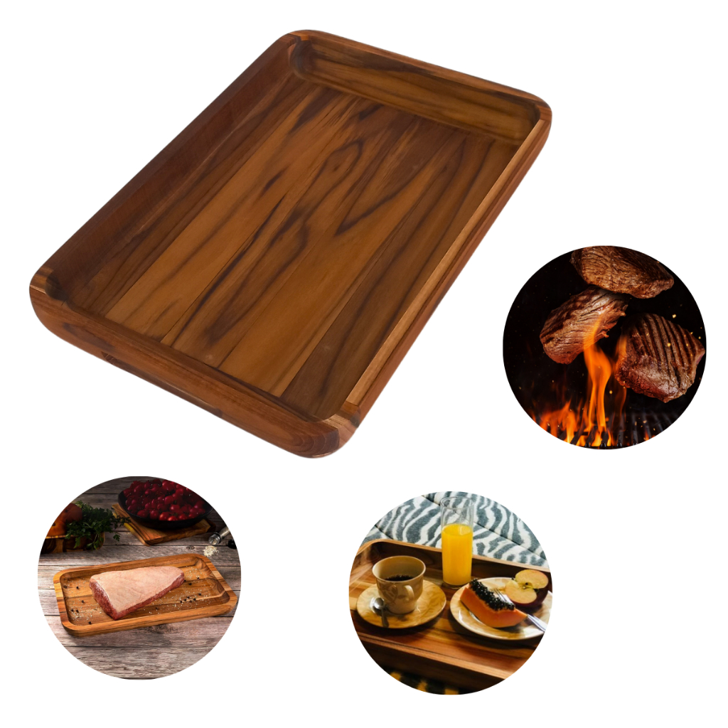Bandeja Churrasco Fruteira Café Da Manhã Petiscos Gamela Multiuso 47,5 x 31,5cm