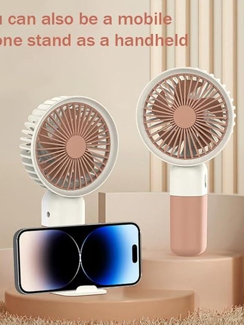 Mini Ventilador Portátil Silencioso Recarregável  Mão/Mesa com Suporte de Celular.