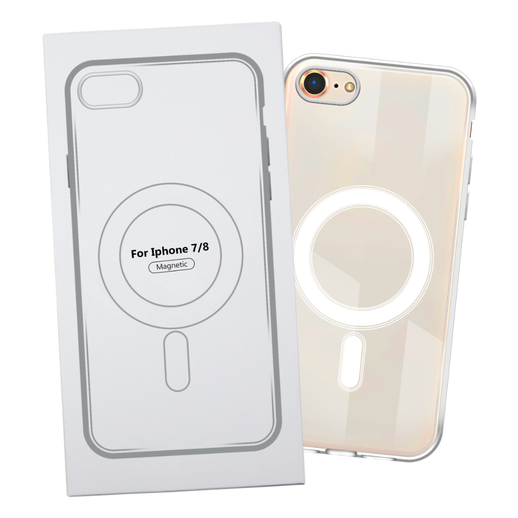 Capa Capinha Transparente Magsafe Magnética Anti Impacto TPU PC Case Para IPhone 7 8 SE tela 4.7 pol
