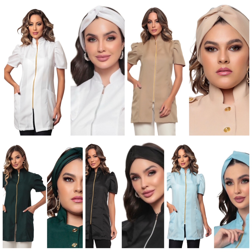 Jaleco Feminino Várias Cores  Mara + Turbante Gardenia Uniformes em Oferta na Shopee