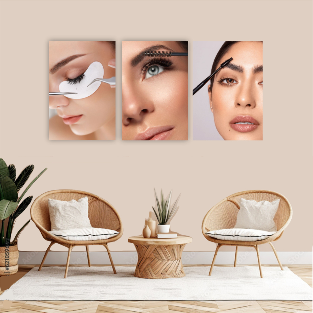 Quadro decorativo 3 peças extensão de cílios designer de sobrancelha studio estúdio de beleza em Oferta na Shopee
