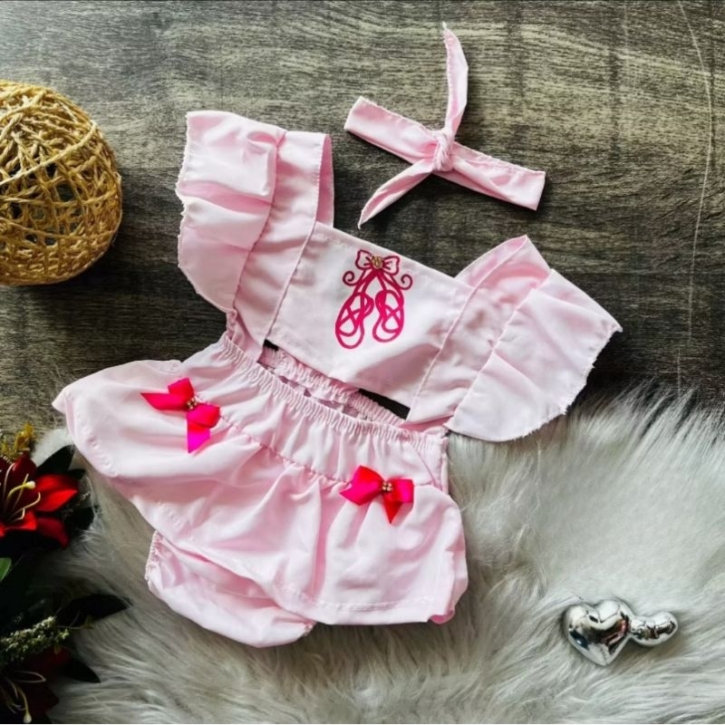 Vestido Infantil Bailarina Baby Temático Mesversário Bailarina Roupa De Bebe Romper Jardineira Vestidinho Bebê