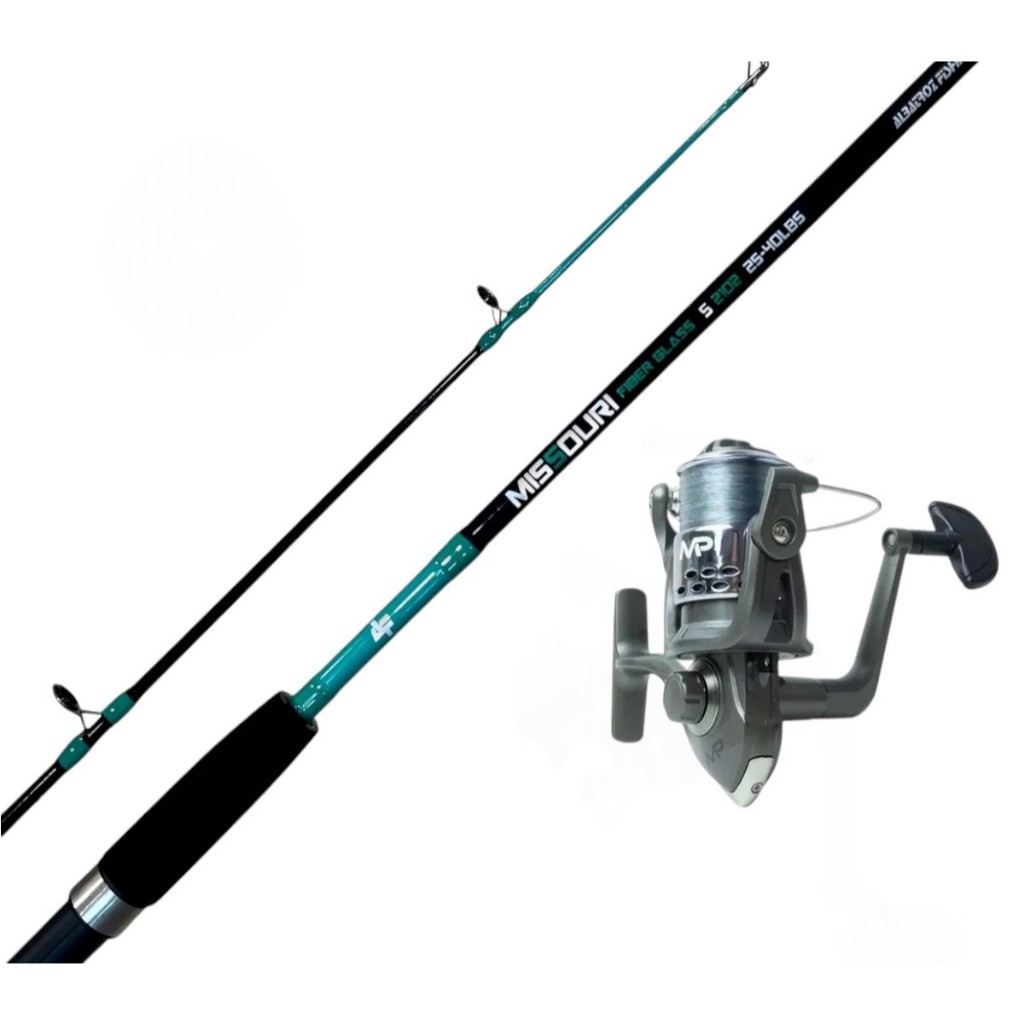 Kit Vara Molinete Pesca Pesada Missouri 2,10 40lb + Mp 5000 Com Linha
