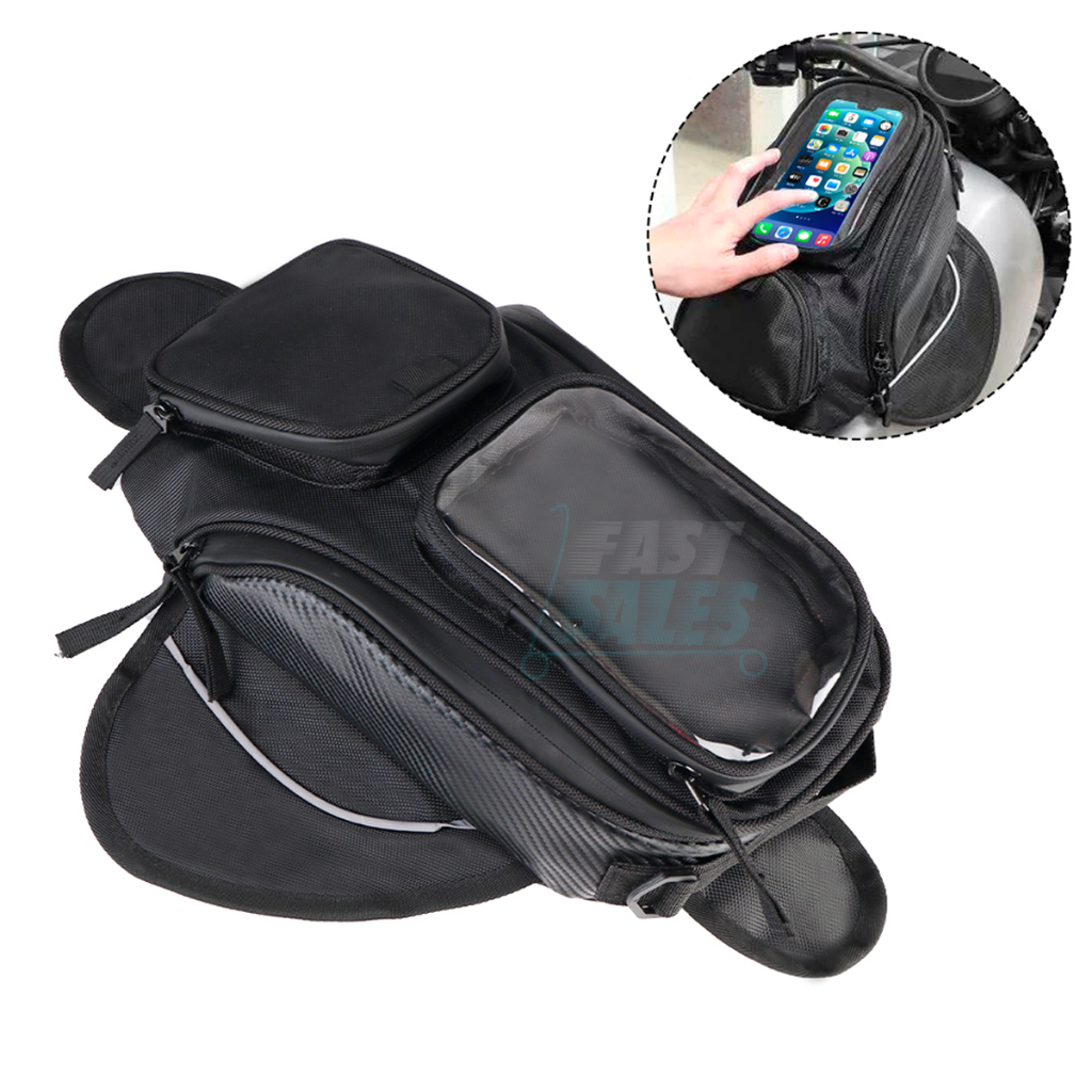 Bolsa Bag Moto Saco Alforge Imã Alças Fortes Mala Universal De Tanque Da Moto Com Imã Preto
