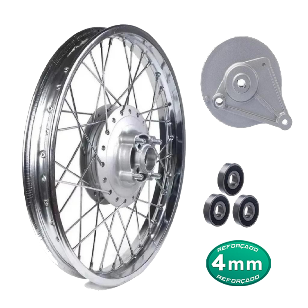 Roda Traseira Raio 4mm Fan 125 09 Á 22 Espelho + Rolamento