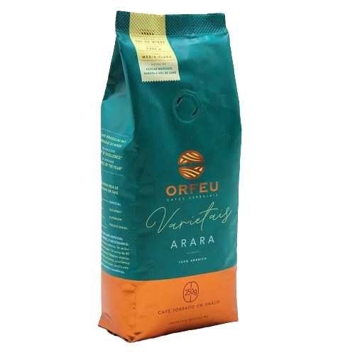 Café Especial Orfeu Torrado em grãos 250g Linha Varietais Mel de Café Açucar Mascavo e Garapa