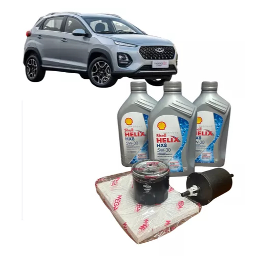 Kit Troca De Óleo + Shell 5w30 Caoa Chery Tiggo 3x 1.0 Turbo 2021 Em Diante
