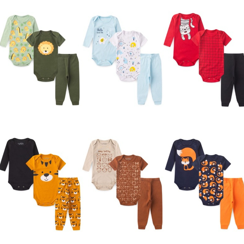 Kit 12 body bebê manga curta longa calça menino roupa bebe masculina
