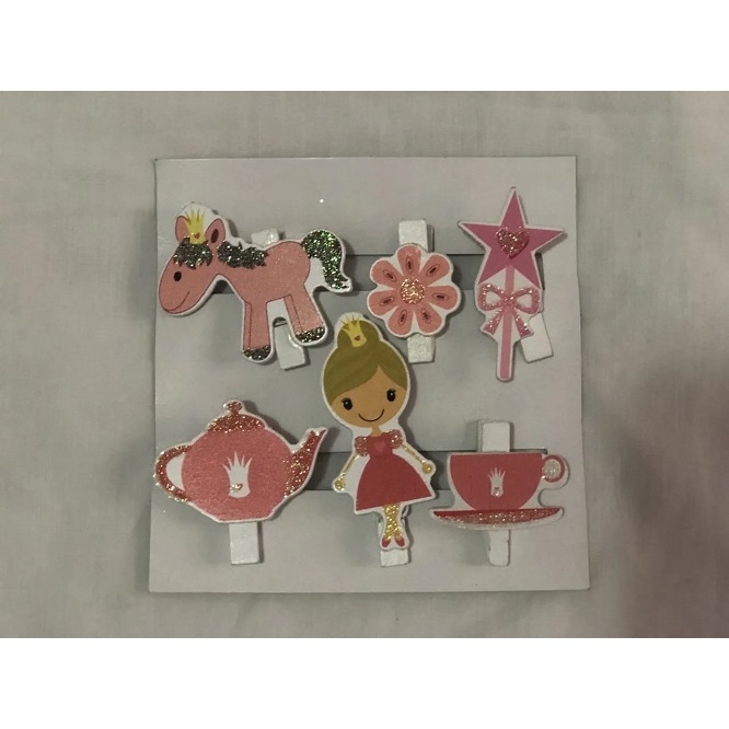 Mini Pregador Lembrancinha Madeira Hora Do Chá Princesa  - 6 Unidades em Oferta na Shopee