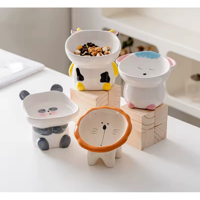 Comedouro Bebedouro Elevado Para Caes e Gatos De Ceramica