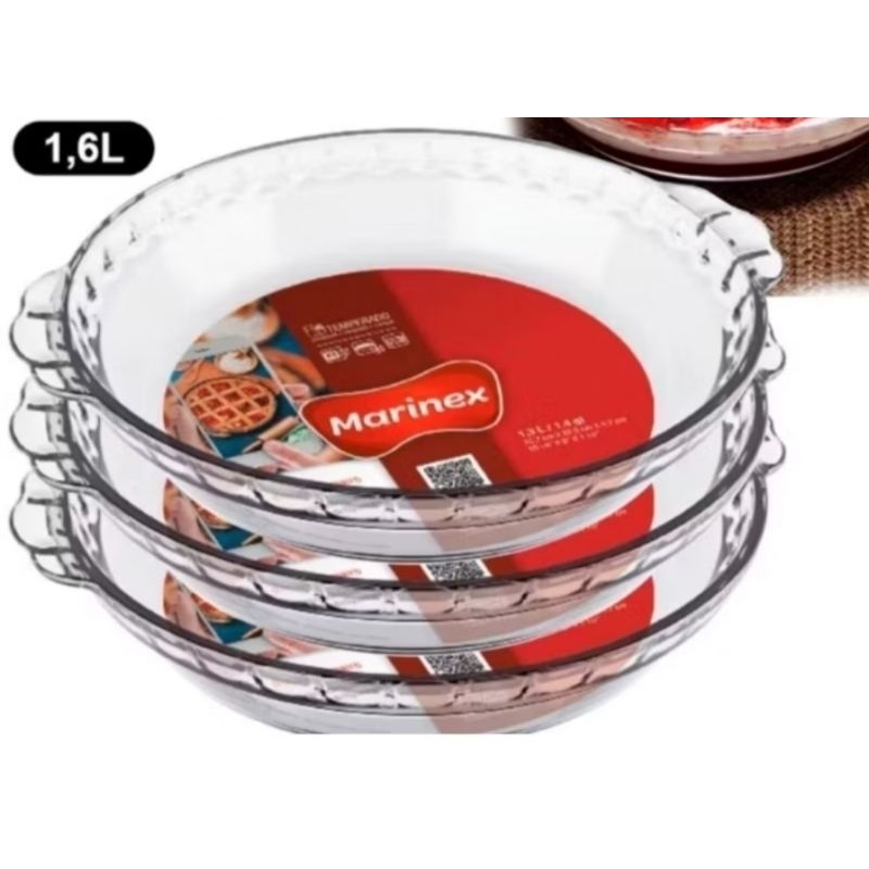 Forma Filetada Marinex 1,6 Litros Assadeira de Vidro Travessa Redonda. em Oferta na Shopee