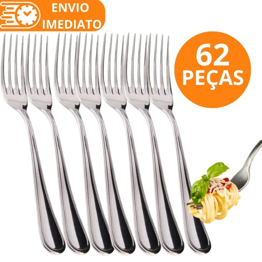 KIT 62 Garfo de Mesa 100% Aço Inox PREMIUM Grande Polido Super Resistente Para Casa Restaurante Bar Buffet