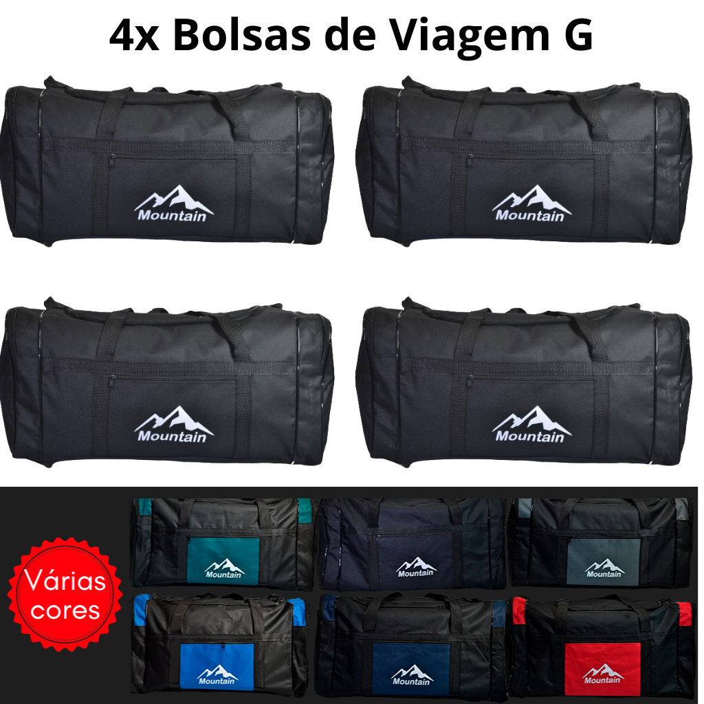 Kit 4 Bolsas de Viagem G Mala Grande Resistente Dobrável Média 45L Reforçada Familia Carnaval Férias