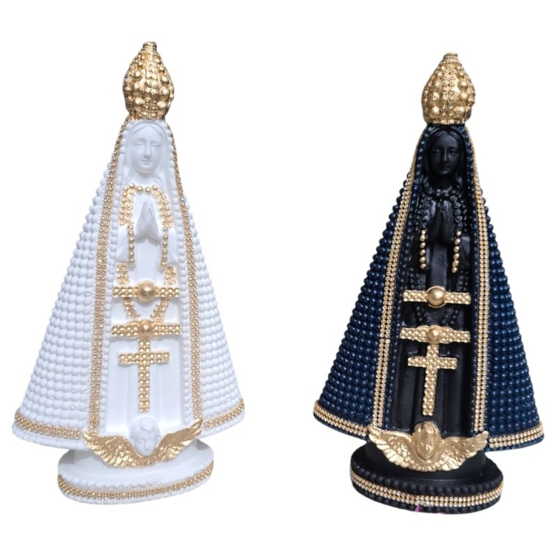Imagem Nossa Senhora Aparecida 32cm azul e branca em Oferta na Shopee