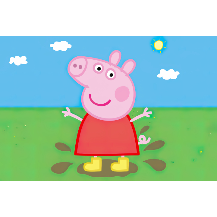 Painel Peppa Pig, poça de lama retangular de lona para decoração de festa de aniversário infantil. Várias medidas.
