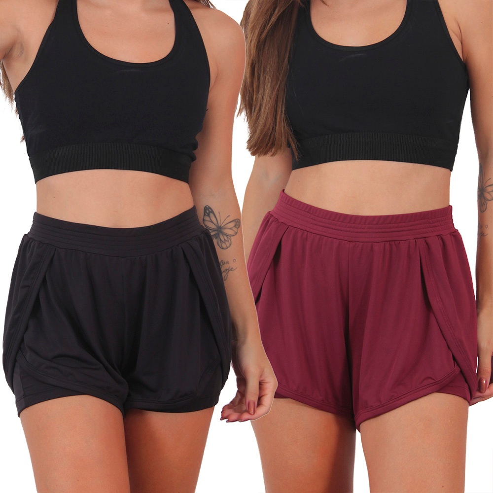 Kit 2 Shortinhos Feminino Fitness Fluit com Bolsos em Oferta na Shopee