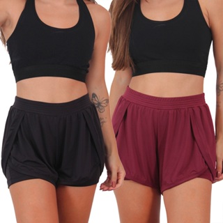 Kit 2 Shortinhos Feminino Fitness Fluit com Bolsos em Oferta na Shopee