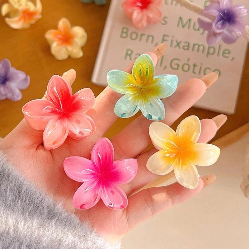 Kit 2 unidades（4cm) de pinças de acrílico florais, grampos de cabelo estilo praia de alta qualidade para mulheres