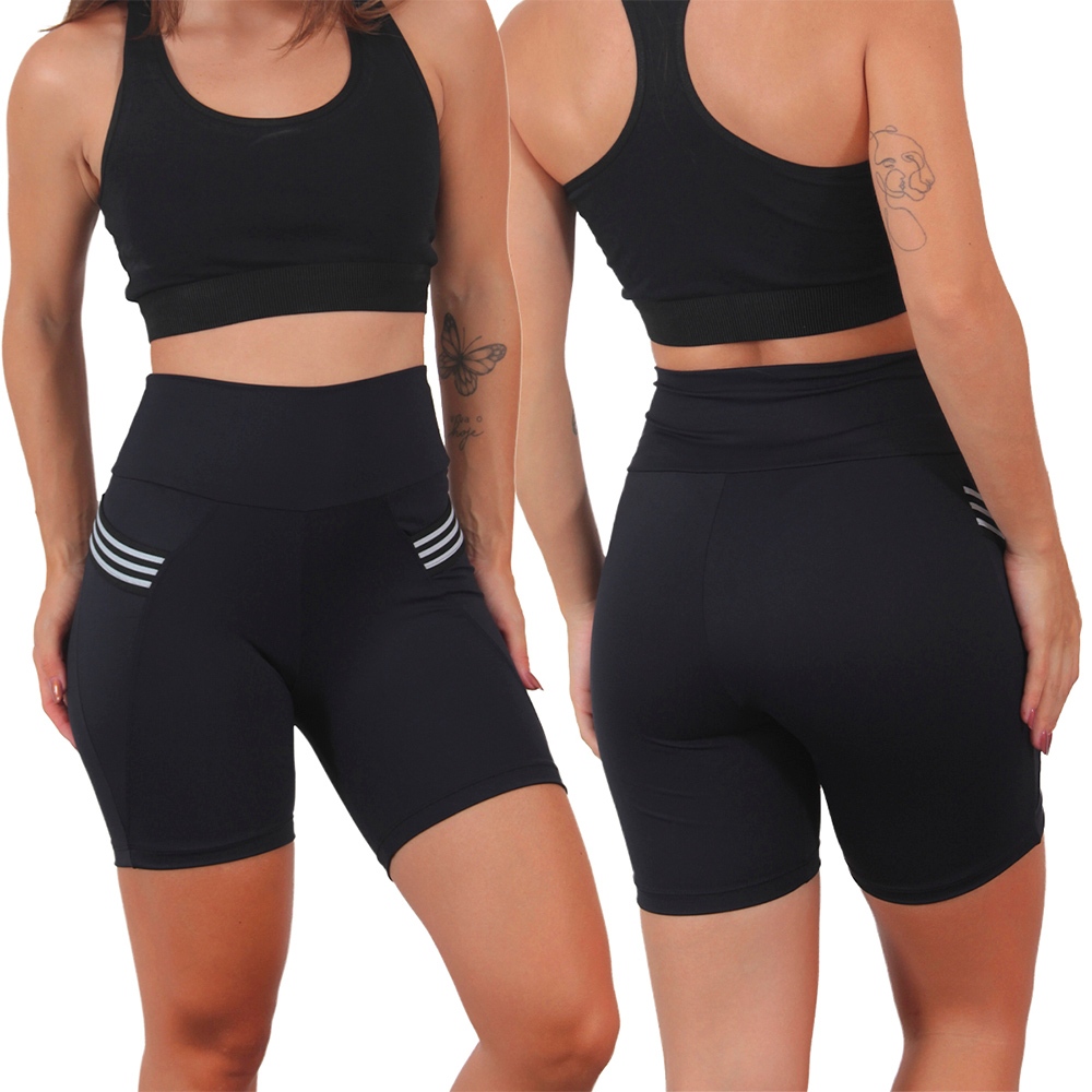 Bermuda Feminina Poliamida Bolso Fitness em Oferta na Shopee