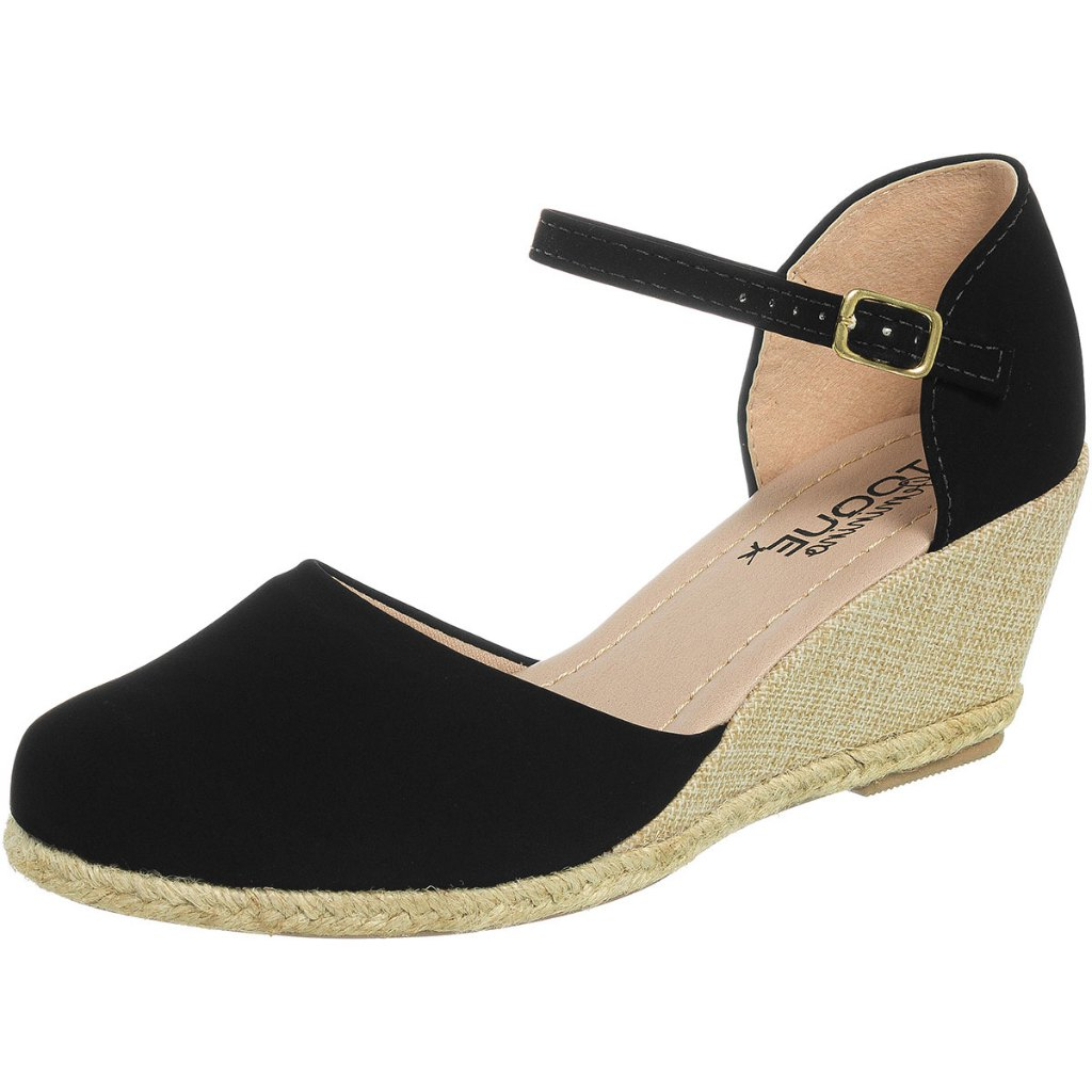 Sandalia Anabela Salto Baixo Espadrile Corda Toque Feminino