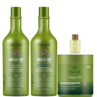 KIT INOAR ARGAN OIL= SHAMPOO HIDRATANTE 1L/CONDICIONADOR HIDRATANTE 1L/ MÁSCARA DE HIDRATAÇÃO500G/ OLEO INOAR ARGAN 7ML