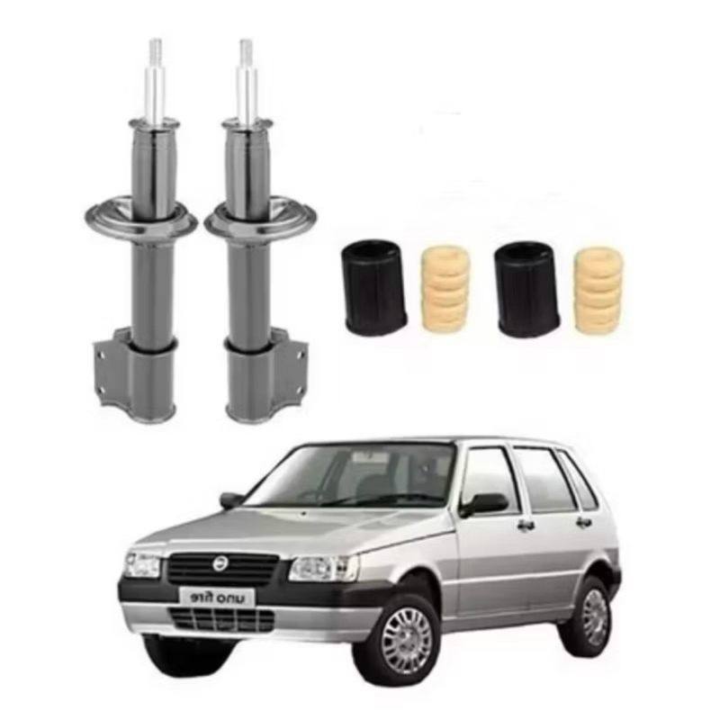 Par Amortecedor dianteiro Uno 1989 a 2009 + Kit coifa e batente