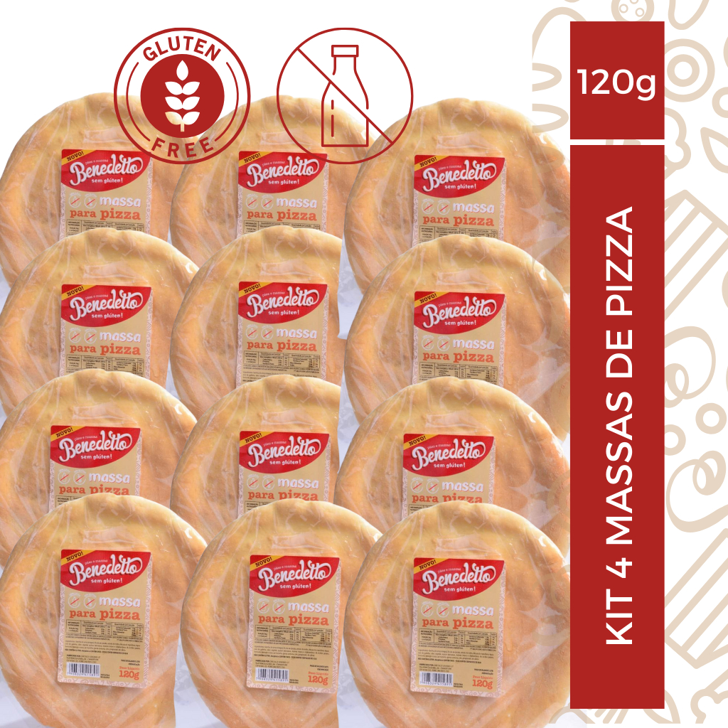 KIT 12 MASSA PIZZA SEM GLUTEN SEM LEITE SAUDÁVEL BENEDETTO