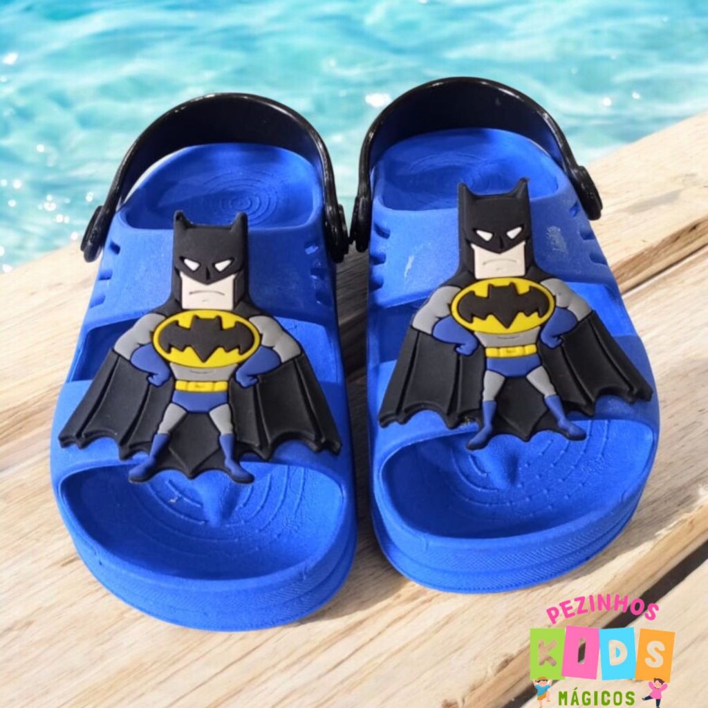 Sandália Papete Infantil Menino Batman Juvenil Leve Antiderrapante Confortável Estiloso Lindo