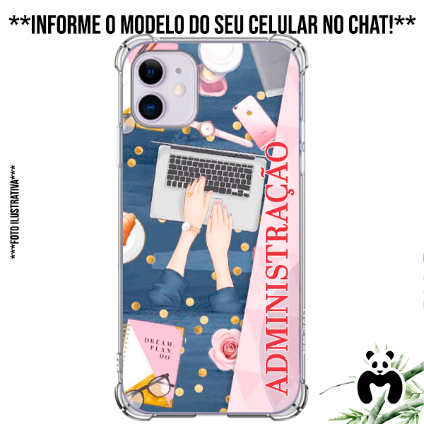 Capa Case Personalizada Celular Profissão Administração ADM Curso Faculdade Aula Empresa Gestão