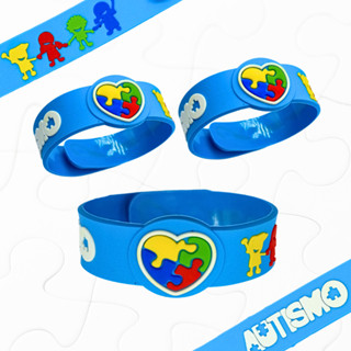 03 Pulseiras de Identificação Autista Autismo Azul Pulseira Autista Emborrachada em Oferta na Shopee
