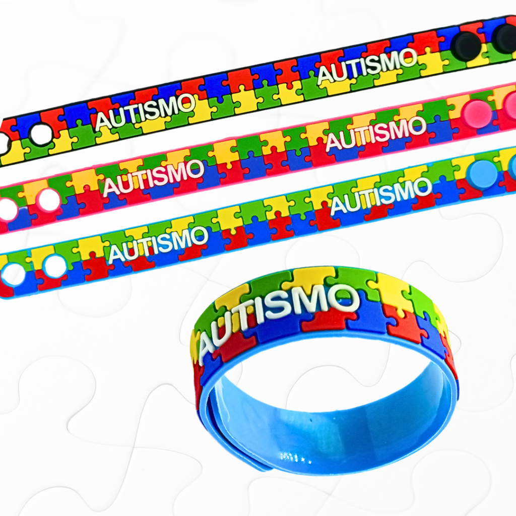 Pulseira de Identificação Autista Quebra Cabeça Autismo Pulseira Emborrachada Autismo em Oferta na Shopee