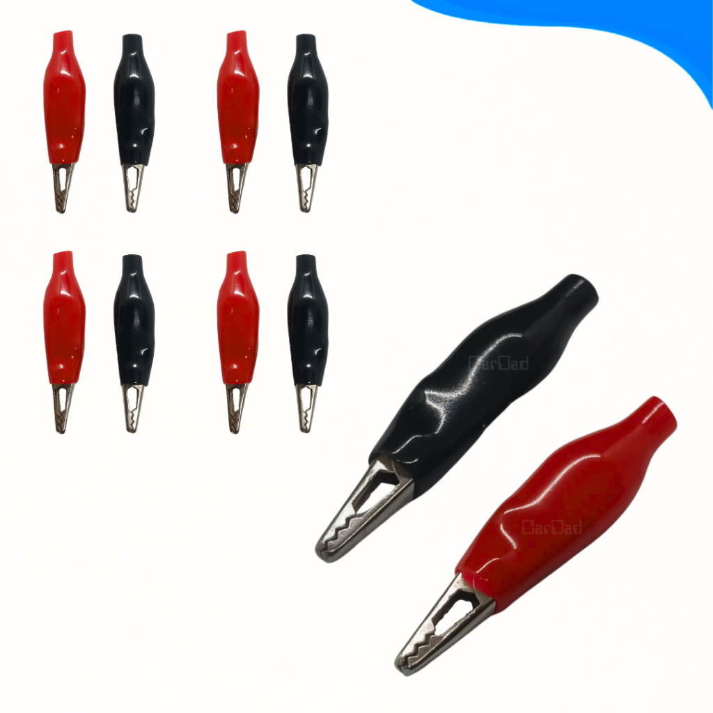 Kit 5 pares garra jacaré isolada pequena embalagem 5amperes vermelho e preto em Oferta na Shopee