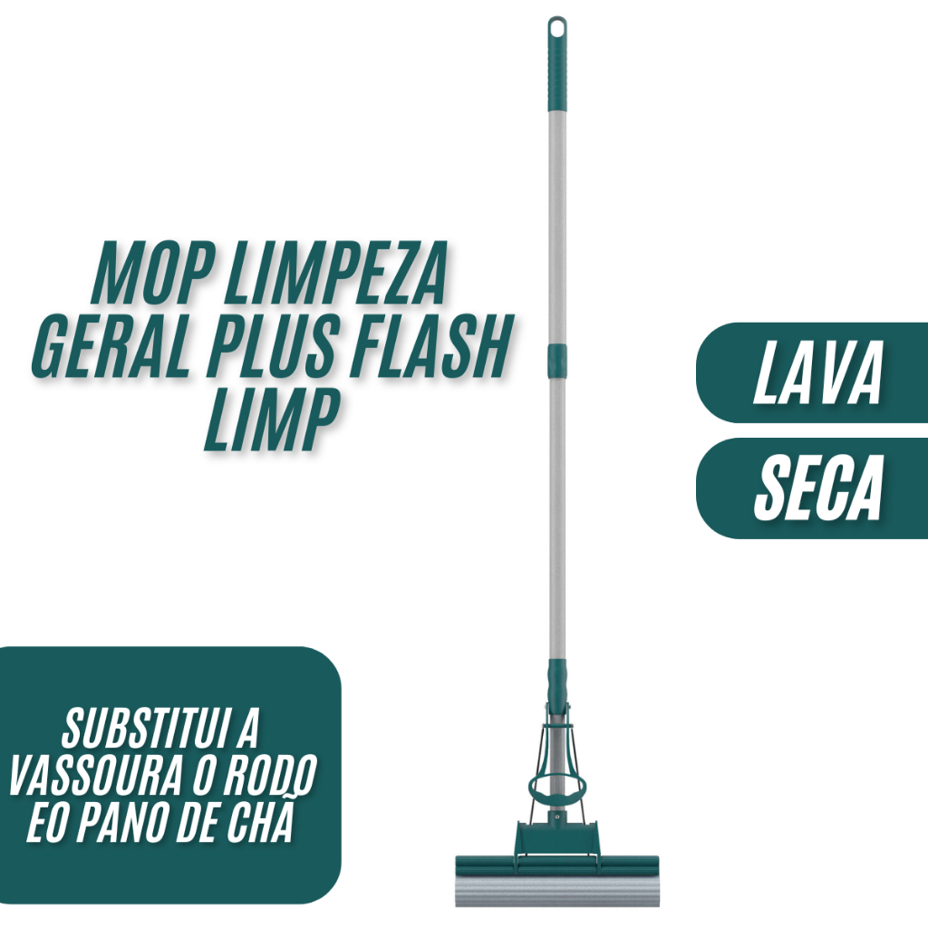 MOP Mágico Limpeza Geral Plus Rodo Lava e Seca Flash Limp Maior Firmeza e Absorção Lava e Seca
