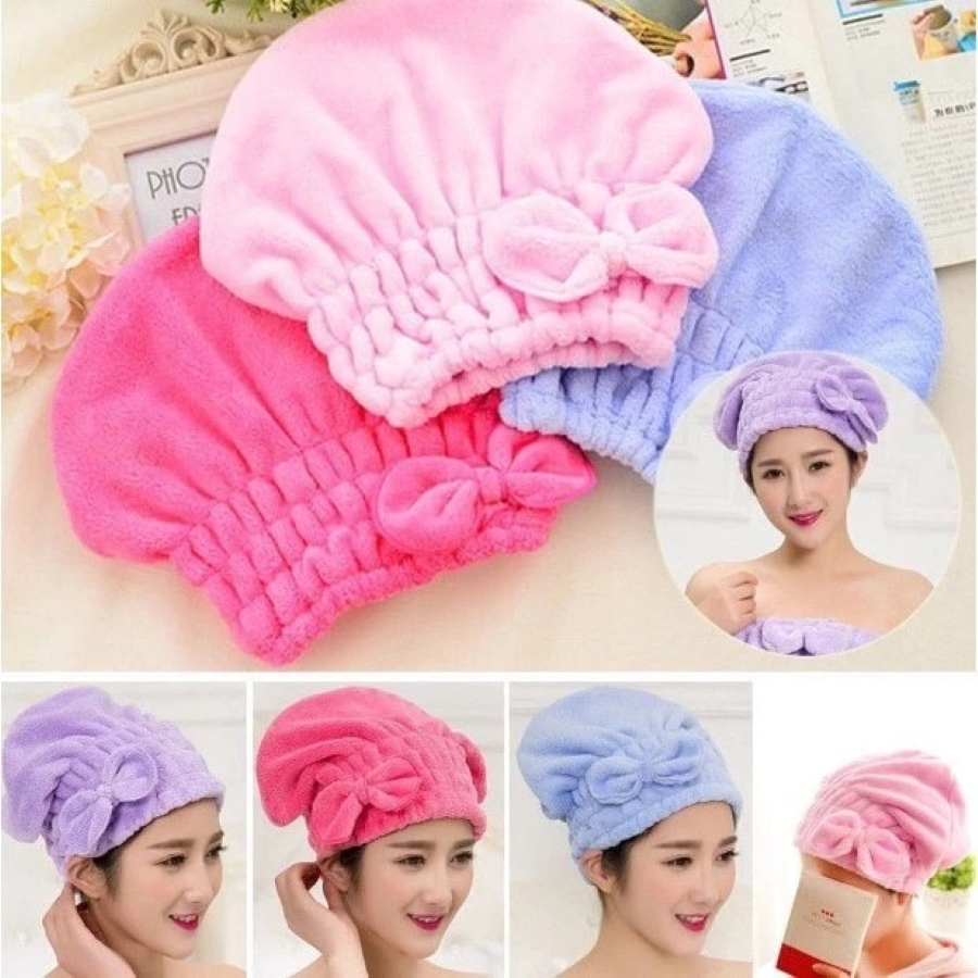 2Pcs 3Pcs 4Pcs Touca Mágica Toalha de Banho Super Absorvente Toalha de Microfibra Seca Cabelo em Oferta na Shopee