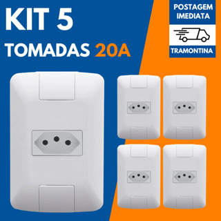 KIT 5 Conjuntos Tomada Simples 20A Tramontina Linha Aria Original com Nota Fiscal em Oferta na Shopee