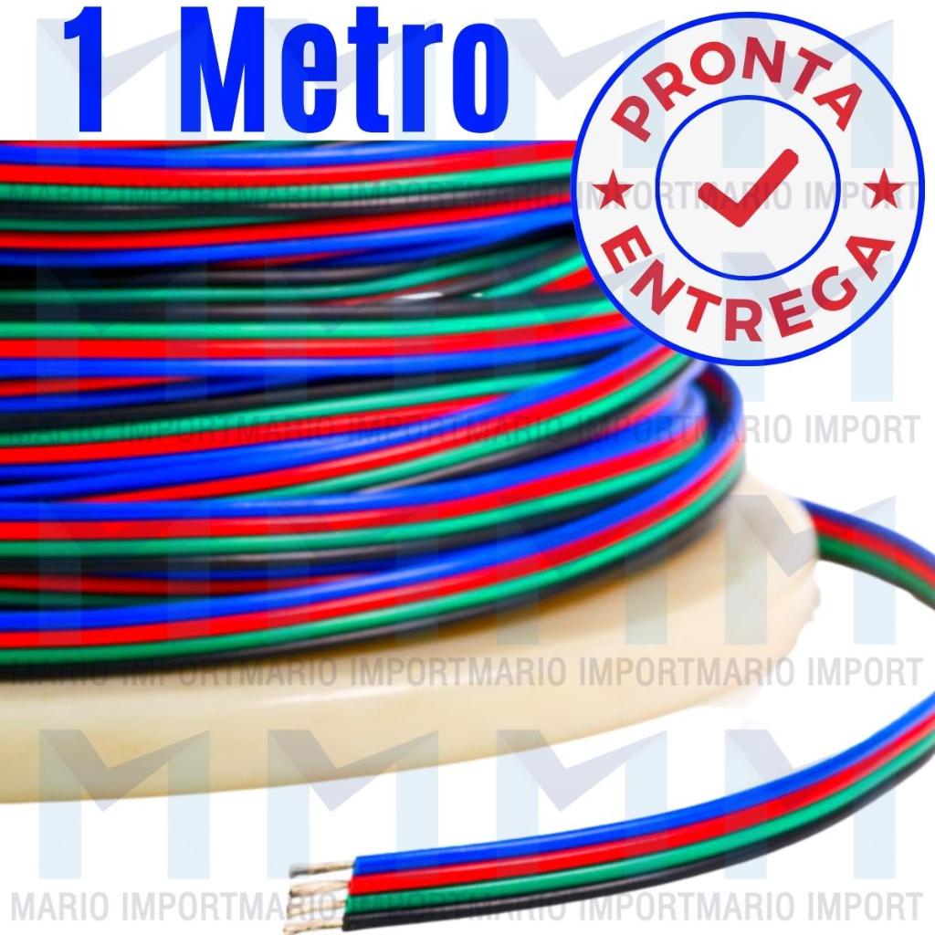 Fio para Fita LED Luz Cores RGB 4 Vias - 1 Metro - Rápido Fácil de Usar