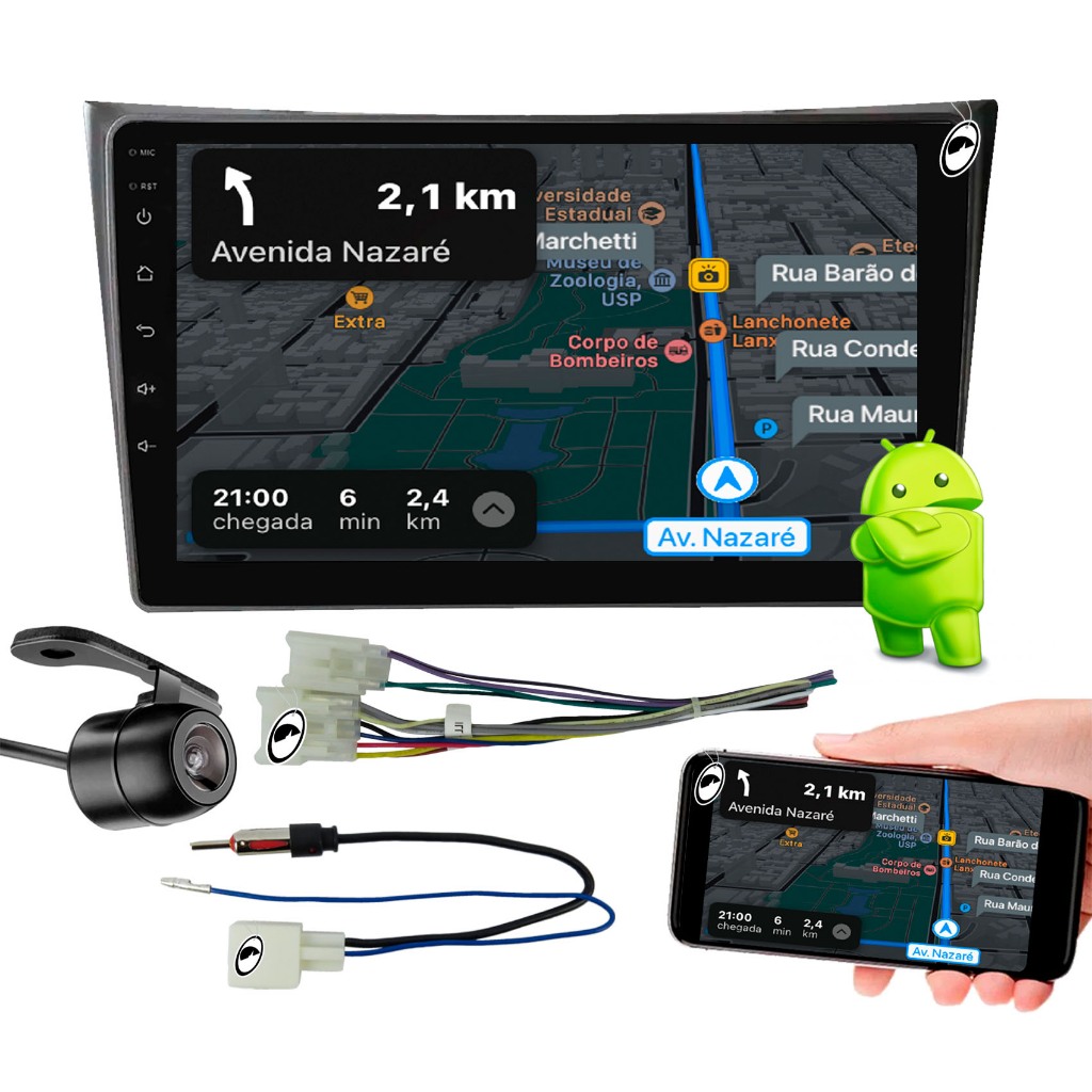 Multimidia 9" Android Corolla 2009 a 2014 AndroidAuto CarPlay + Câmera de Ré