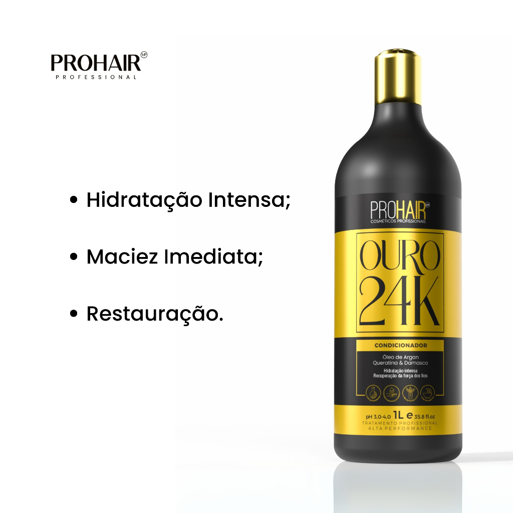 Condicionador Prohair Ouro 24k Hidratação De Cabelo Óleo de Argan