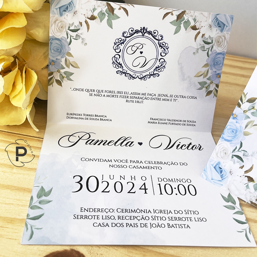 PROMOÇÃO! Convites de Casamento Azul