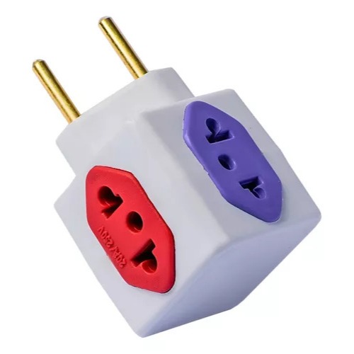 Kit 5 Adaptadores de Tomada Cubo Colorido 4 Entradas Bivolt Universal 10A e 20A