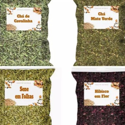 Kit Desinchá: Cavalinha, Cha Verde - bancha, Chá de Hibisco e Sene folha