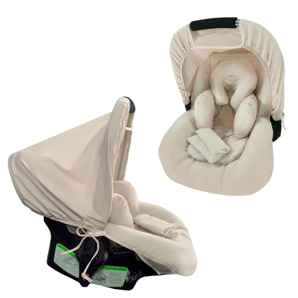 Kit Capa de Bebe conforto, Capota Solar, Protetores de Cinto e Apoio Redutor Anatômico