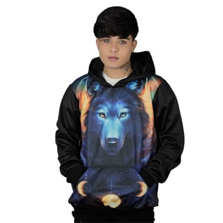 Blusa Moletom Canguru Unisex Lobo Wolf 100% Poliéster Agasalho Frio Blusão em Oferta na Shopee