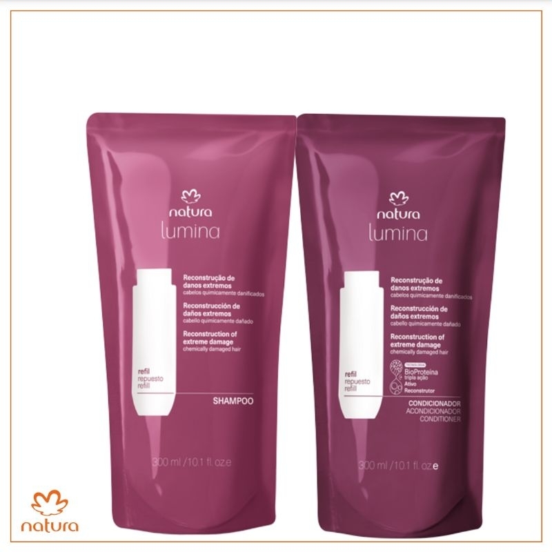 Kit Shampoo + Condicionador Natura Lumina Reestruturante Refil 300ml