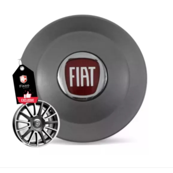 2 Calota Tampa Centro De Roda Fiat Bravo Grafite Fosca C/emblema Fiat Vermelho.