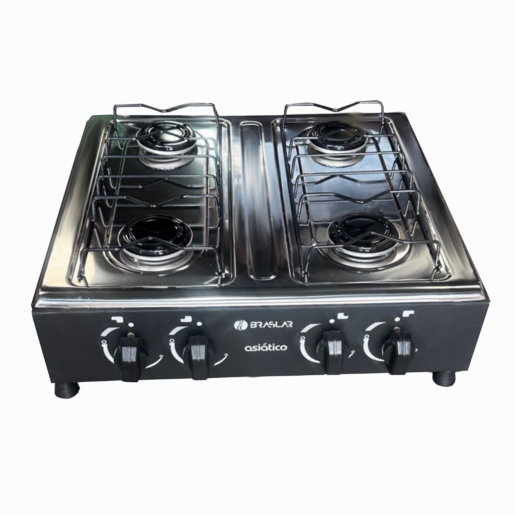 Fogão de mesa portátil 4 bocas a gás ásiatico jr portátil