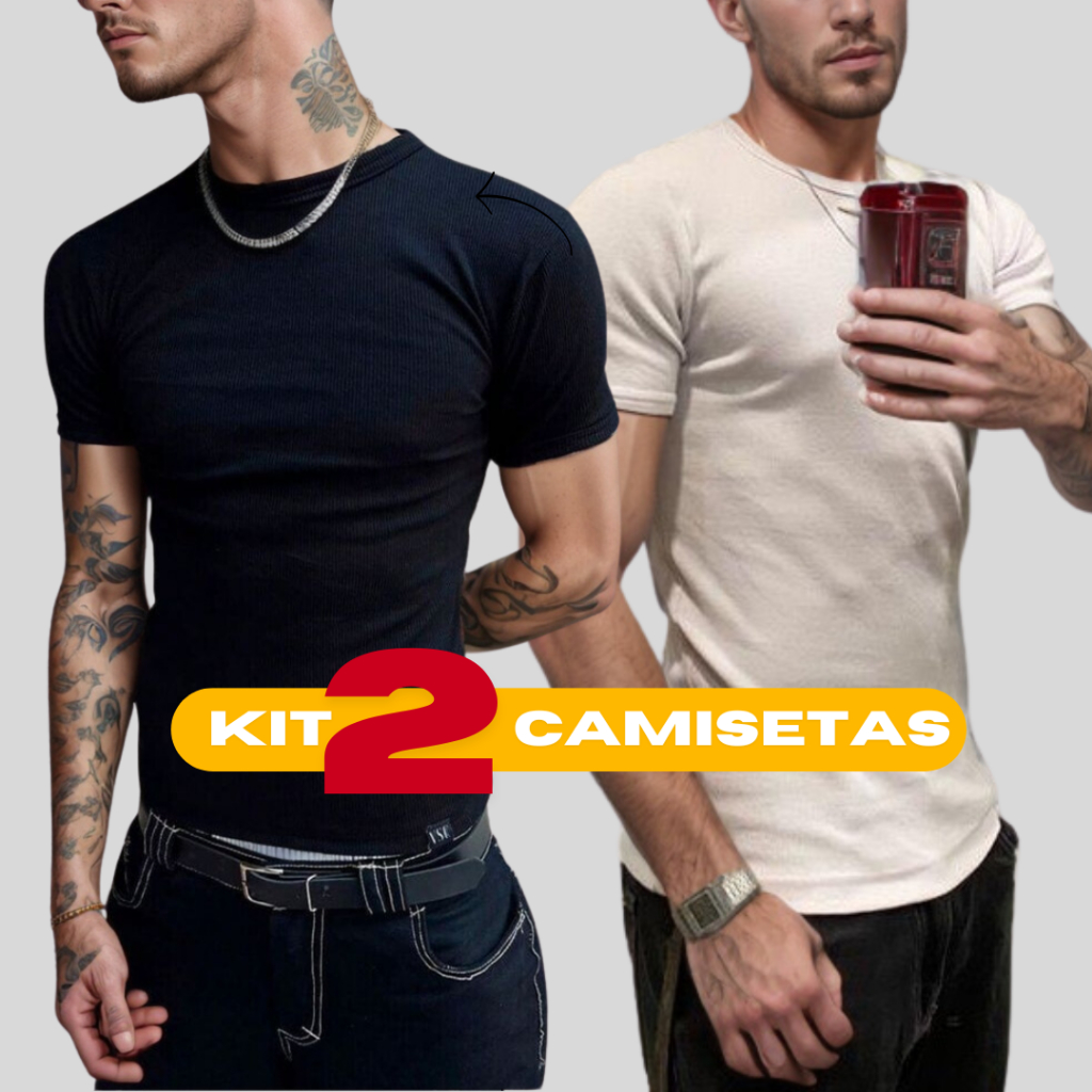 Kit 2 Camisetas Camisas Masculina Canelada Americana Blusa Americana Masculina Camisa Slim Americana Justa Ao Corpo