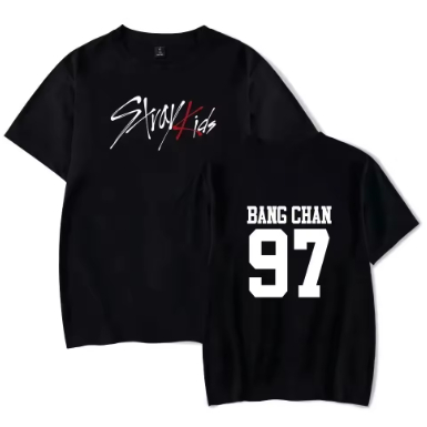 Camiseta Stray kids Bang Chan 97 Adulto/Infantil Lançamento Camiseta Em Algodao