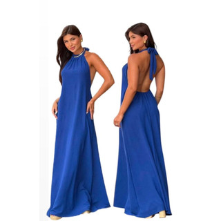 Vestido Feminino Costas Nua Frente Única Longo Soltinho Elegante Festas Madrinha Casamento Formatura Jantar