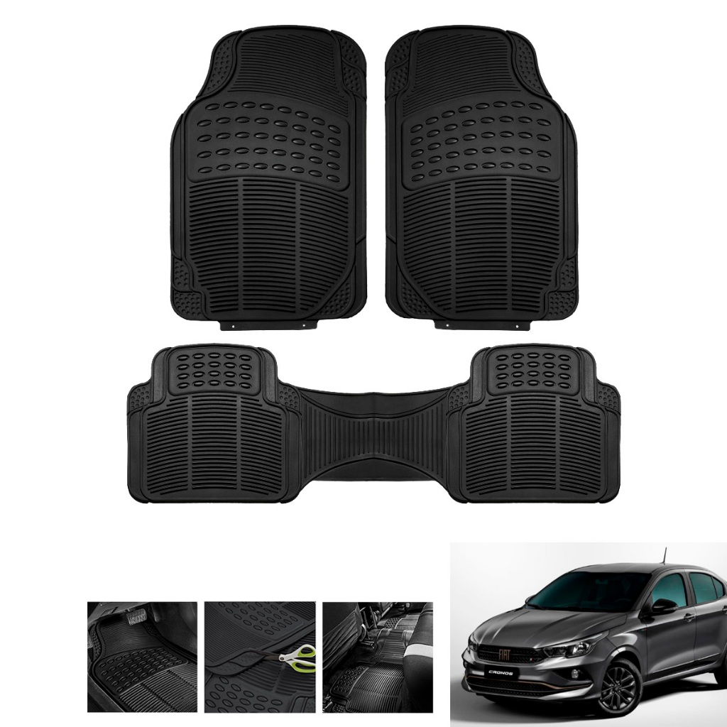 TAPETE AUTOMOTIVO DE LUXO UNIVERSAL JOGO DE TAPETE 3 PEÇAS TRASEIRO INTEIRIÇO BORRACHA GROSSA  ANTIDERRAPANTE
